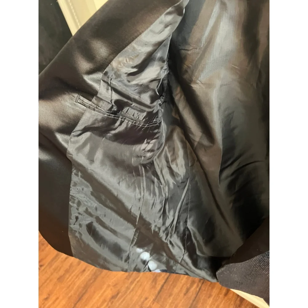 NWT ZARA MAN Navy Blue Sequined Tuxedo Suit Jacket